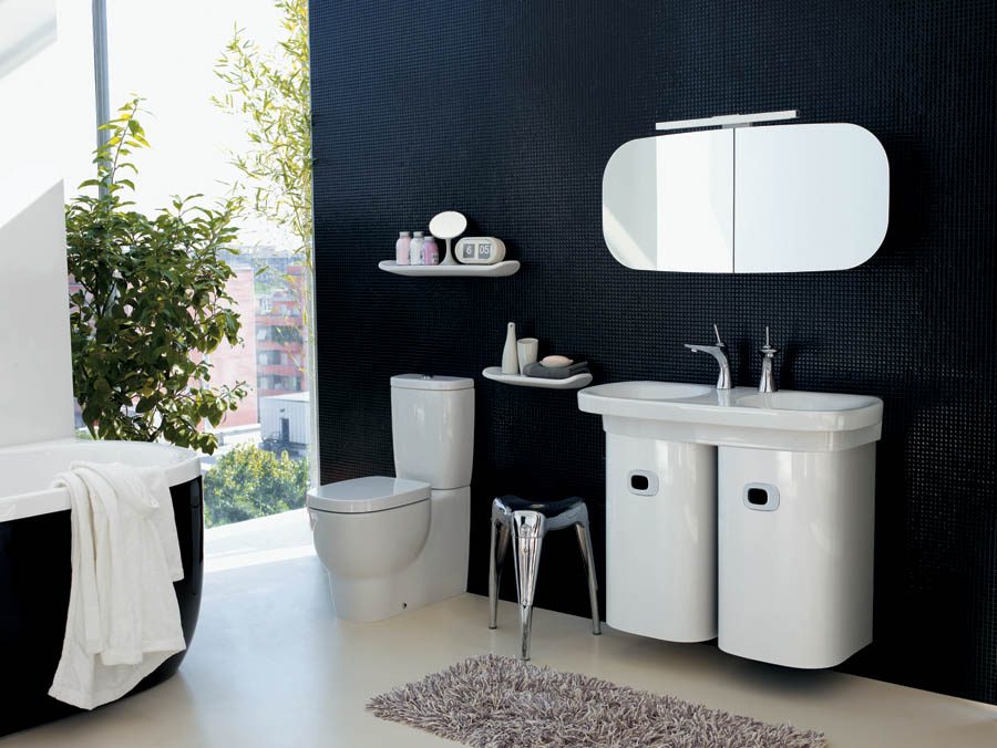 Salle de bain exquise en noir et blanc