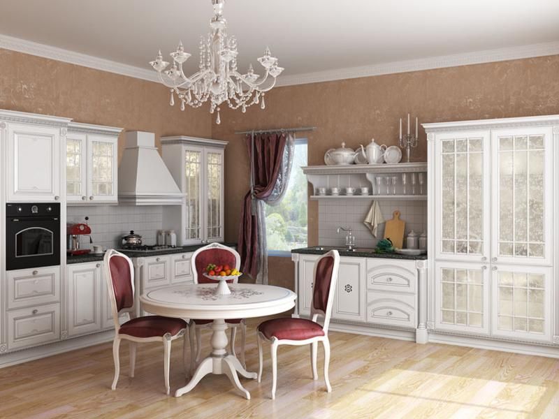 Intérieur de cuisine de style Empire blanc