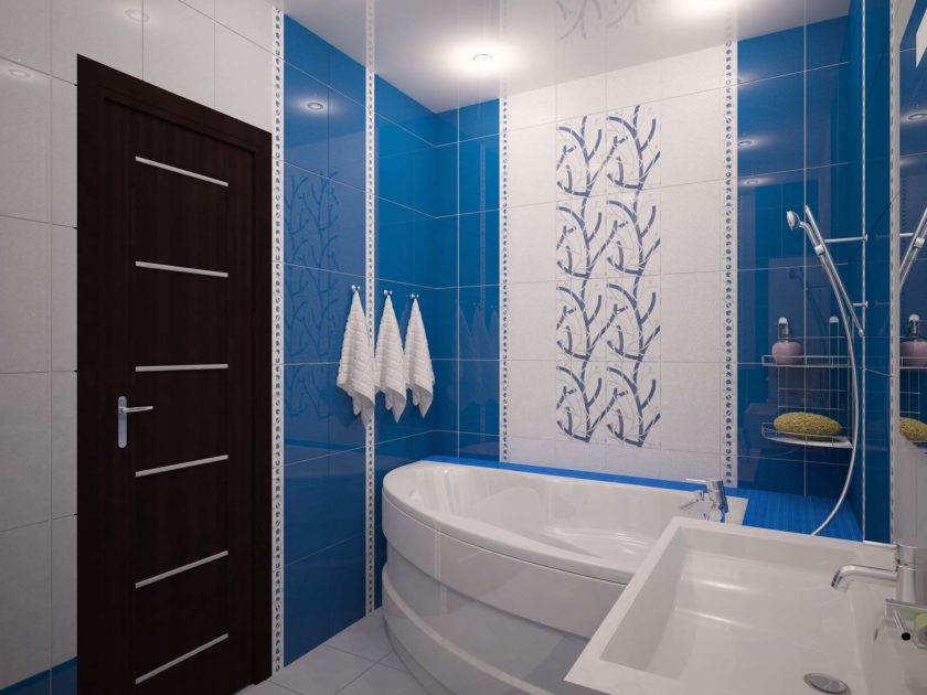 blue and white bathroom design