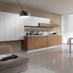 Cuisine beige en gris.