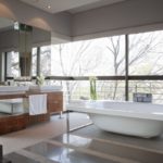 Large high-tech bathroom panoramic window