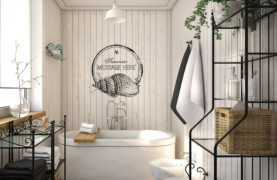 Large bathroom Scandinavian style