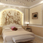 Décor de chambre de style Empire avec bas-relief