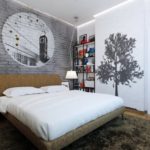 Décor de chambre de style loft dans des couleurs grises