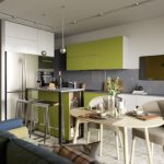 Conception de cuisine dans une couleur gris-vert de style moderne