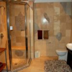 Bathroom design 6 sq m in beige colors