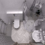 Bathroom design 6 sq. M in metallic colors