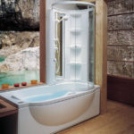 Bathroom design 6 sq m bathtub in combination with shower