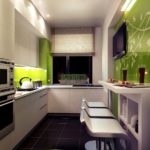 Cuisine moderne beige mat et vert brillant