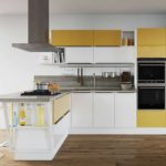 Cuisine jaune moderne sur blanc