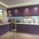 Cuisine mauve avec lampes