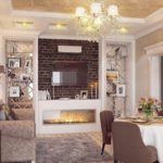 living room kitchen design 18 m2 classic interior