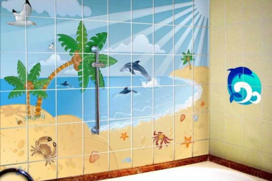 Décor de salle de bain en carrelage avec un motif exclusif