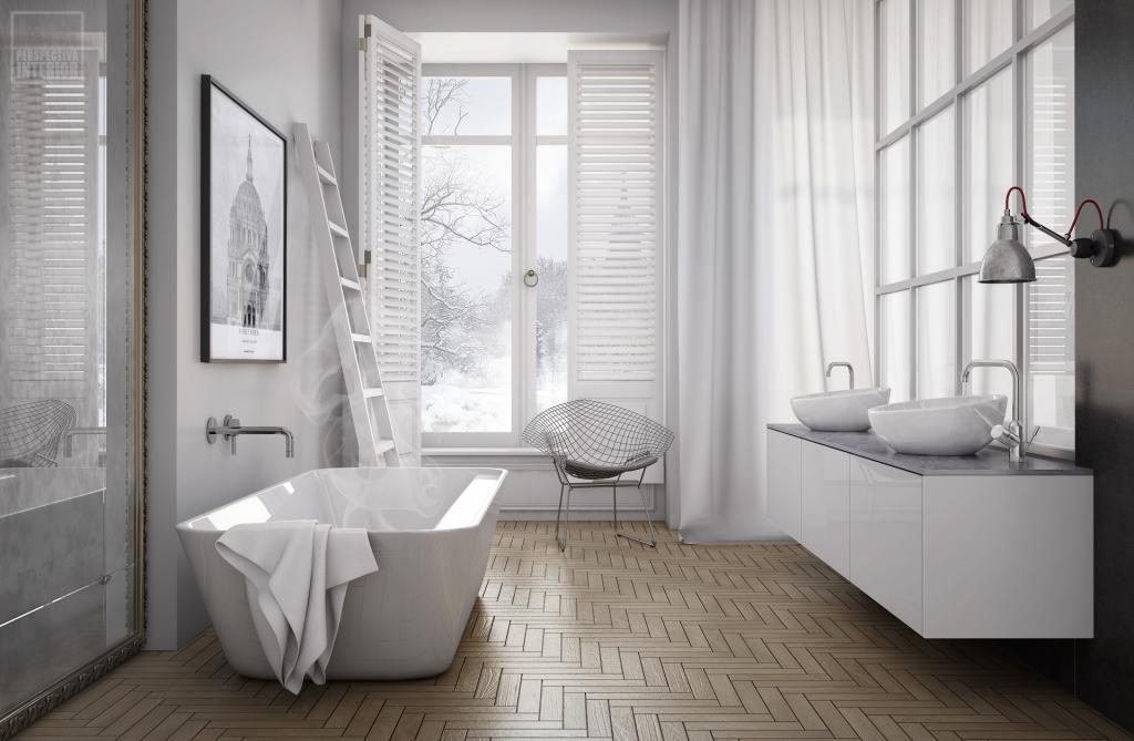 La décoration de salle de bain de style scandinave n'aime pas les détails