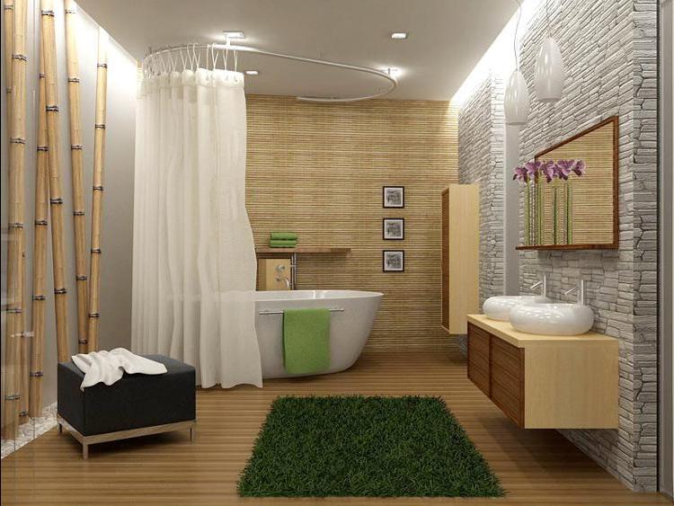 Décor de salle de bain de style japonais