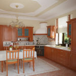 Kitchen design in a private house classic corner design sink by the window