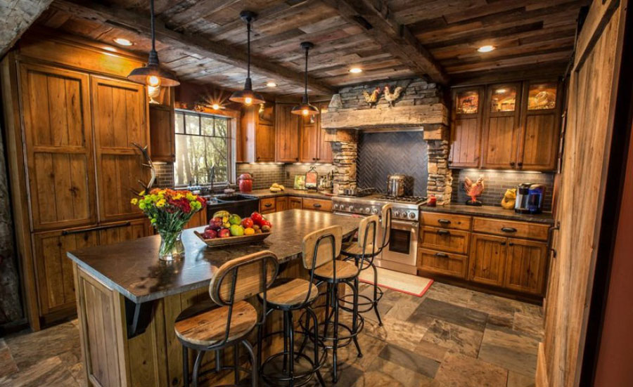 Kitchen design in a private house rustic