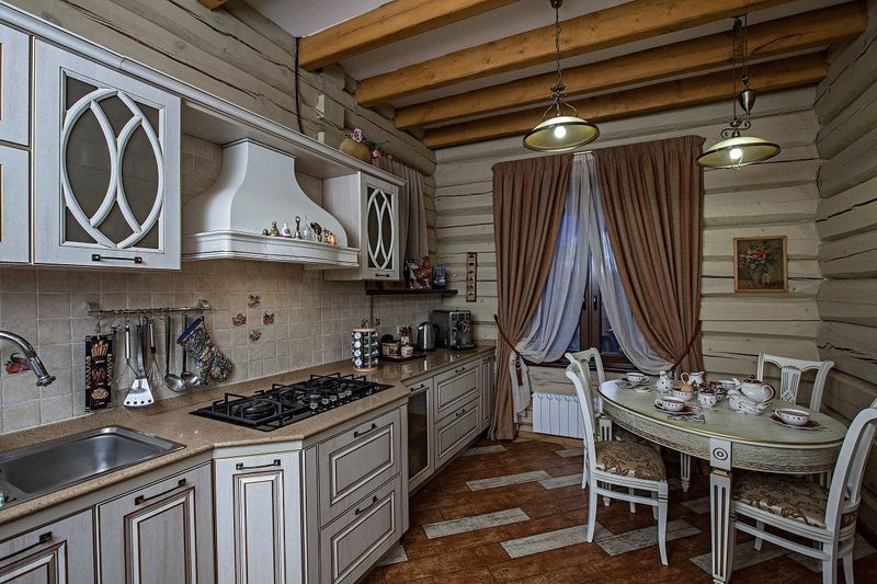 Kitchen design in a private house. Country and vintage style.