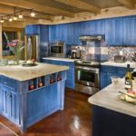 Design of a kitchen in a private house in a Provencal style with a lavender set