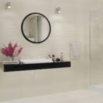 Petit miroir rond pour baignoire beige