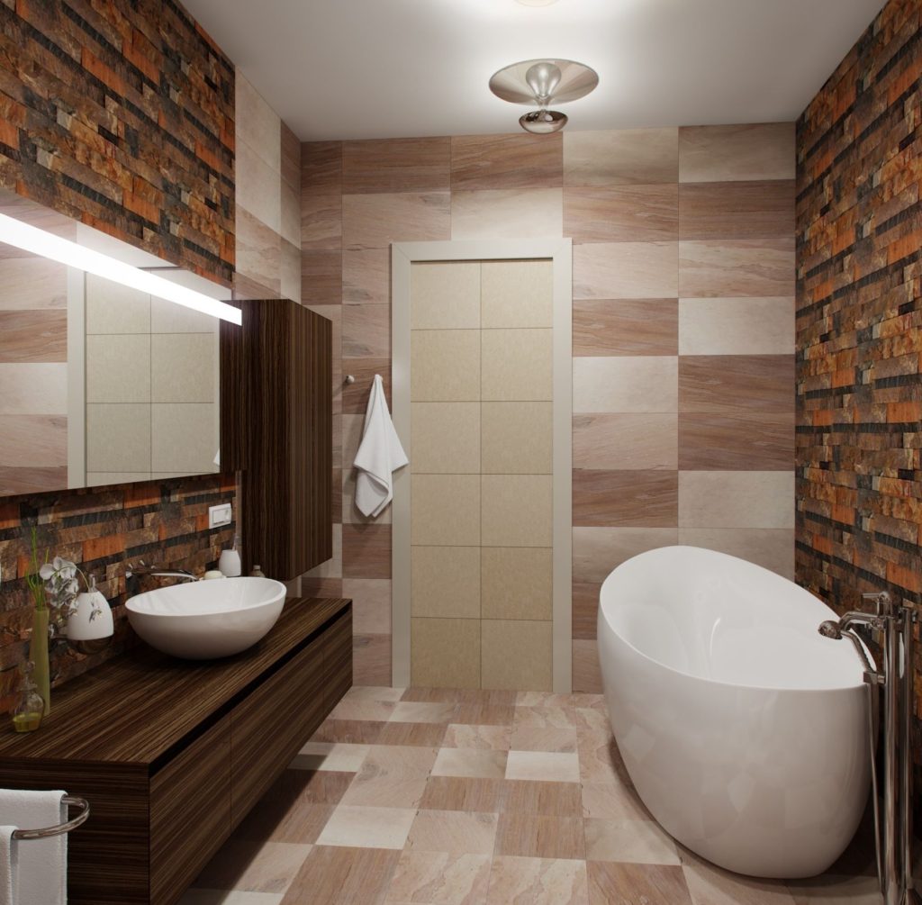 Contemporary design bathroom tiled floor