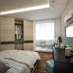 bedroom with balcony interior photo