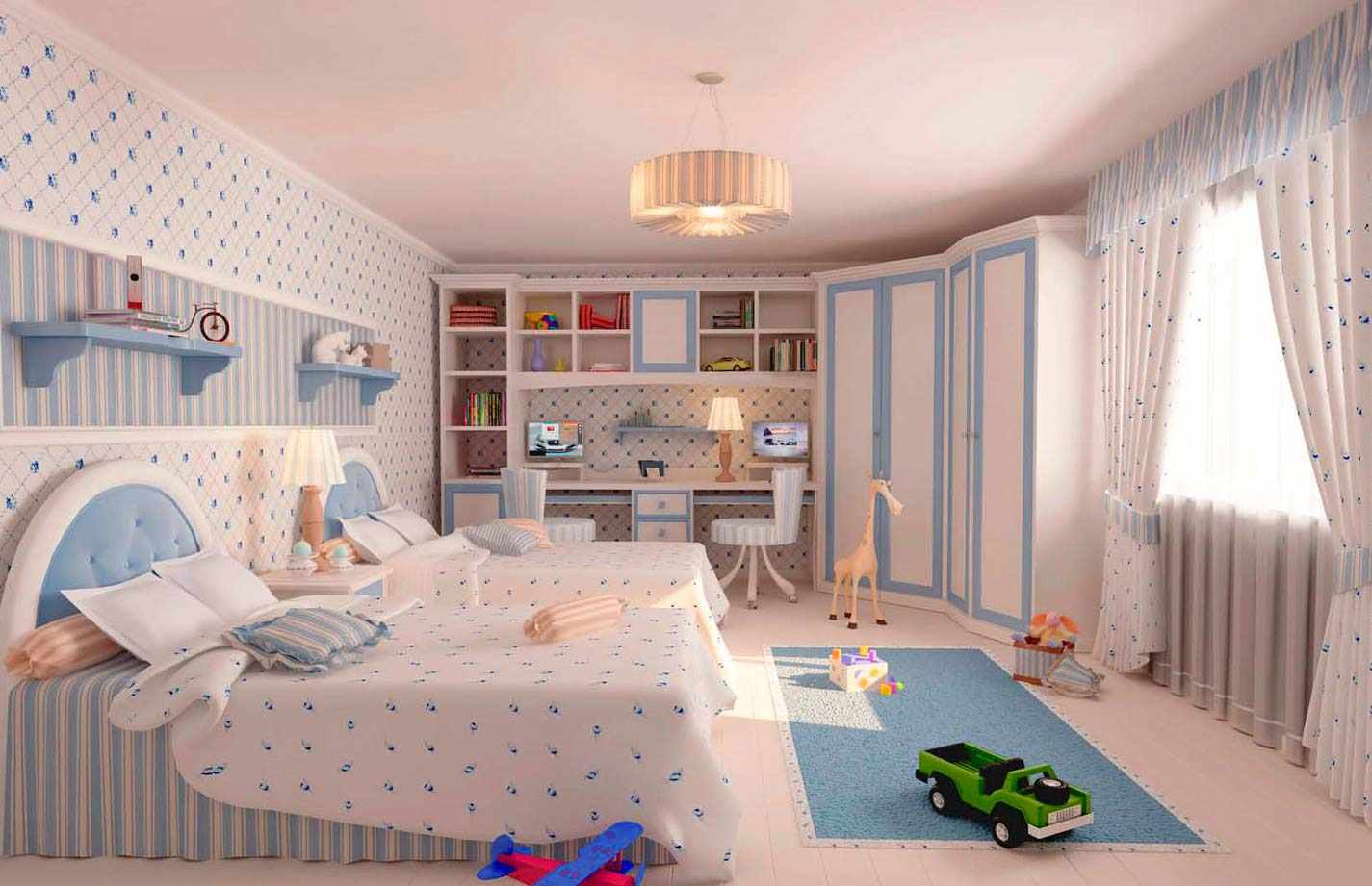 idée de design lumineux d'une chambre pour une fille