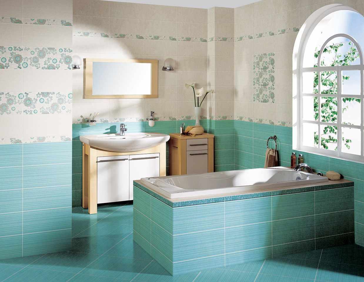 version du magnifique décor de salle de bain avec carrelage