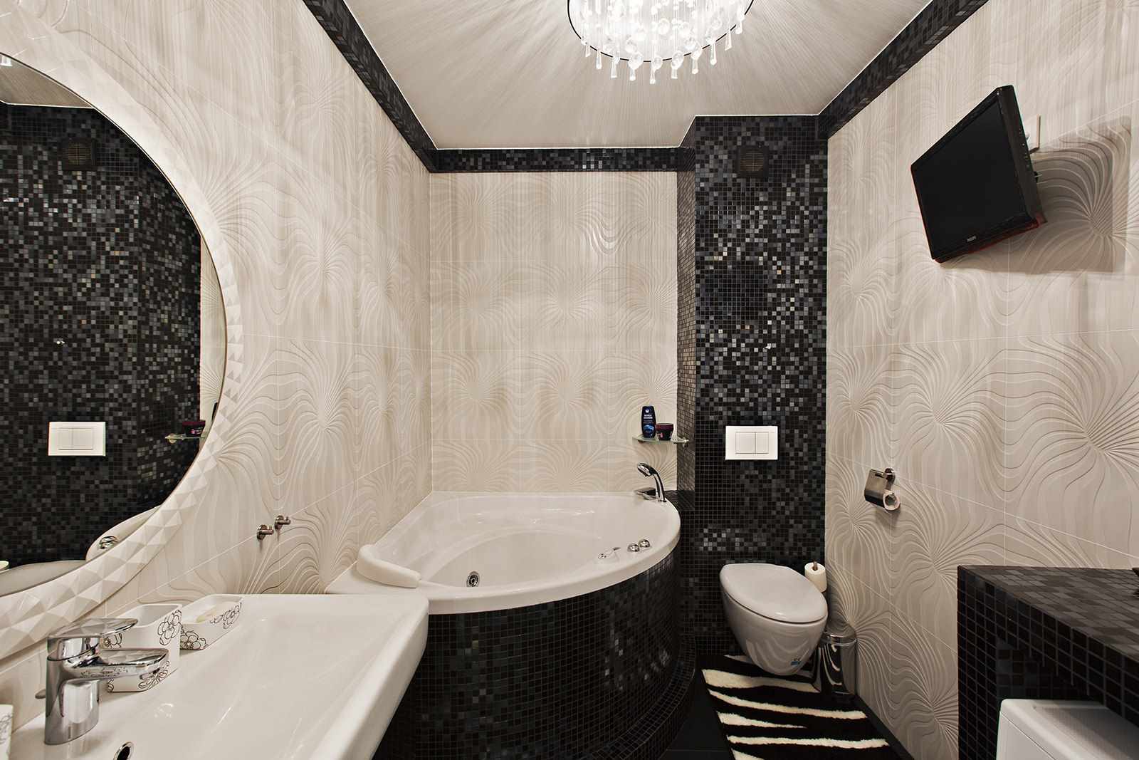 version of a beautiful design of a bathroom with a corner bath