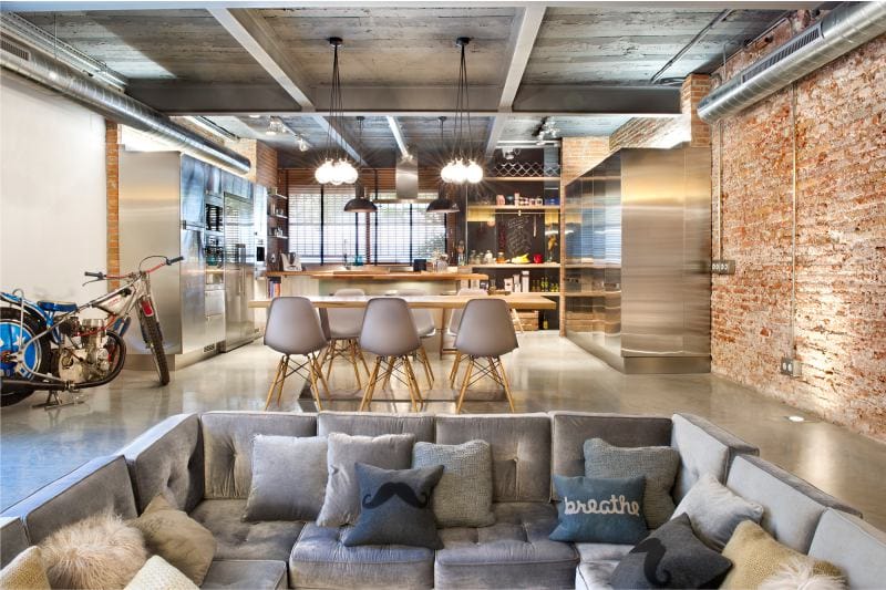 Zonage de la cuisine dans le style loft