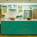 The turquoise hue and natural wood look fresh and attractive.