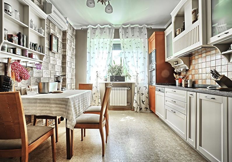 Wooden chairs in the kitchen in a rustic house