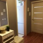 Brown laminate flooring on the hallway floor