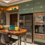 Solid wood worktop in the kitchen of a private house