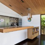 Wooden ceiling of the kitchen