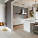 Stainless steel in the interior of the kitchen