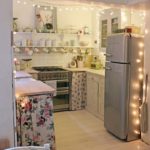 LED garland in the kitchen of a country house