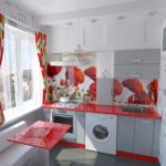 Red color in the design of the kitchen space