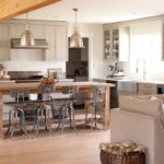 Wooden dining table in the kitchen of a private house