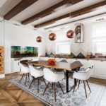 Dining table on the carpet in a private house