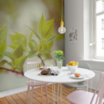 Wall murals in the kitchen will help to create the desired emphasis on the short wall