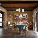 Dining area in the log house