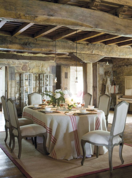 Striped linen tablecloth