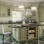 Delicate floral wallpaper and olive provence for interior Provence