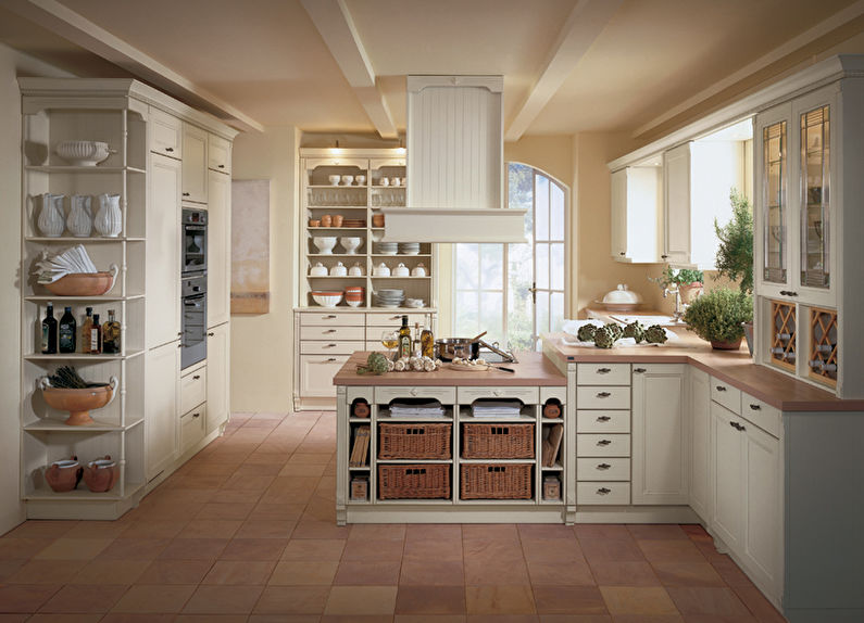 Ceramic floor in the kitchen of a country house