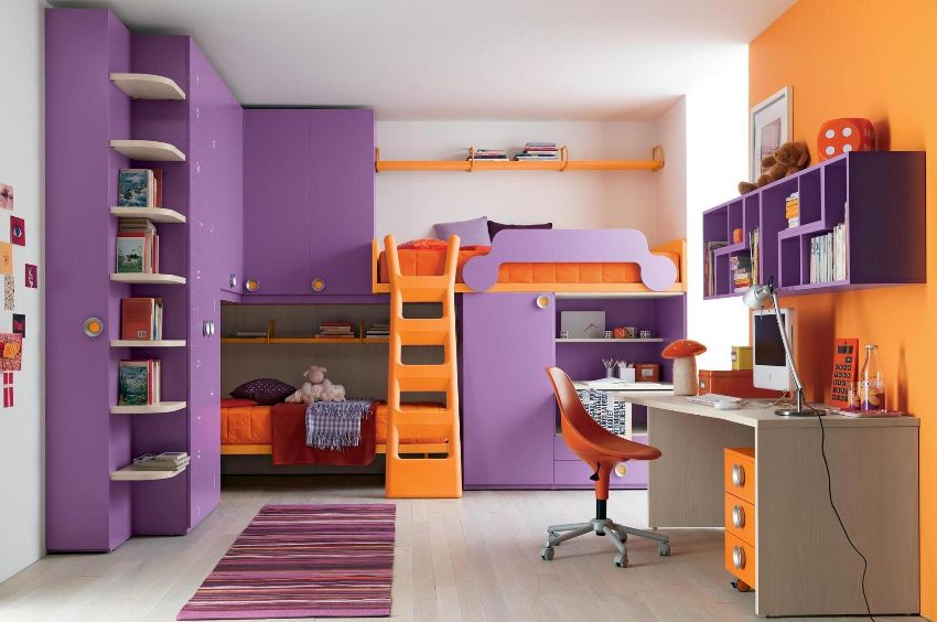 Conception de chambre contrastée pour un garçon et une fille