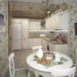 Stylish bright kitchen with a white dining table