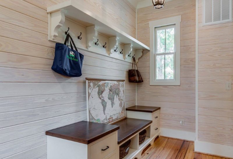 Natural wood paneling for the corridor