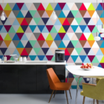 Bright wallpaper with expressive geometric patterns