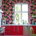 Bright and catchy floral print has become an accent wall design option